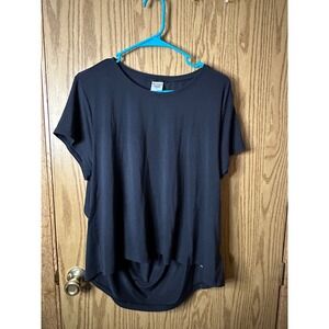 Athleta Women Black Short Sleeve Open Back Draped Active Top Plus Size 1X